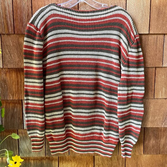 Vintage Diane Von Furstenberg Striped Cotton Sweater in Women's Large - Picture 1 of 8